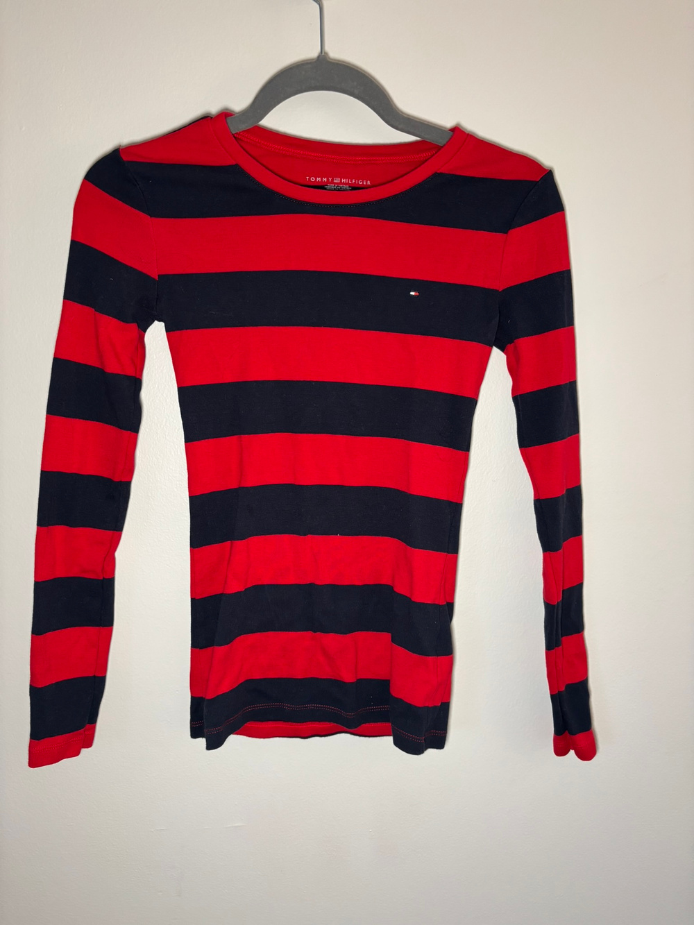 Tommy Hilfiger Striped Long Sleeve Shirt Red Navy XXS
